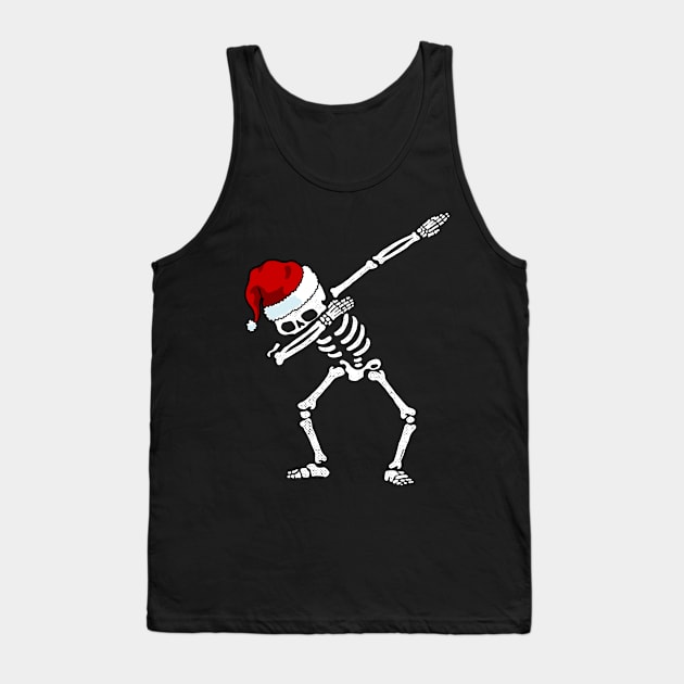 Dabbing Skeleton Shirt Santa Hat Christmas Shirt Dab Skull Tank Top by vo_maria